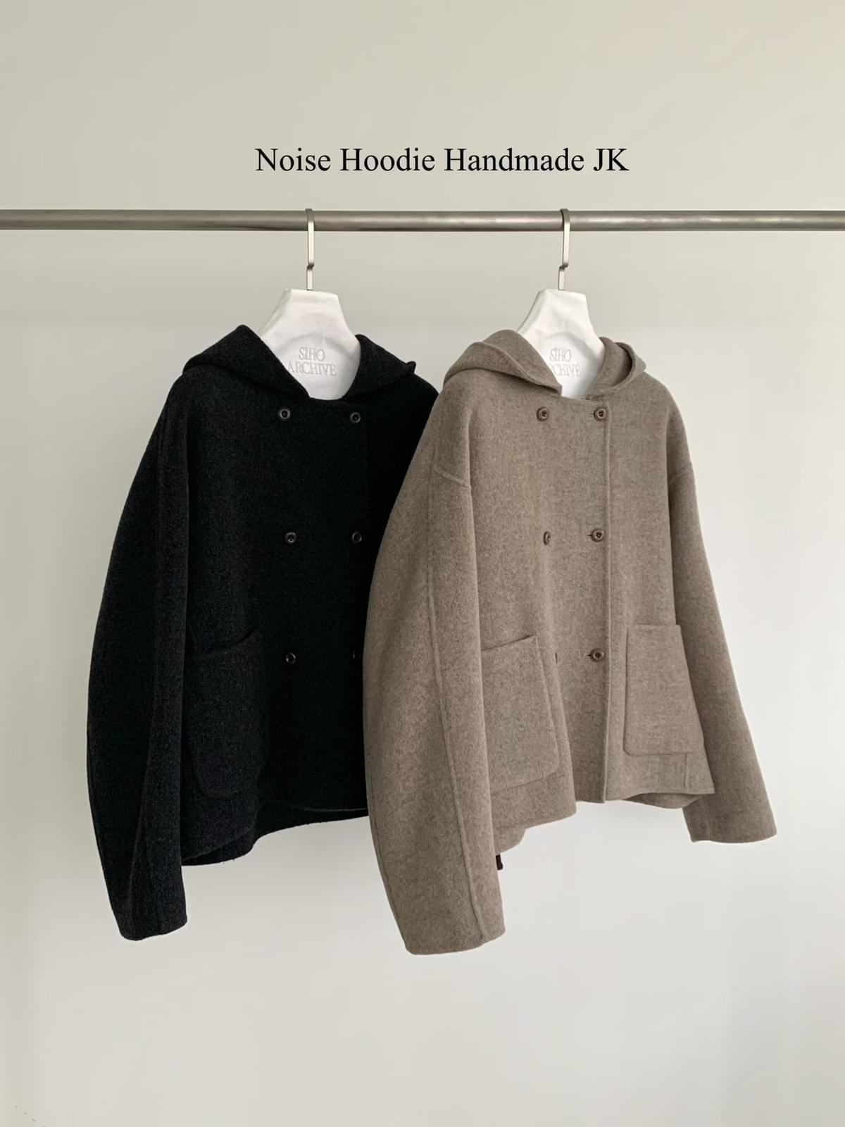 [25F1016]大衣首選！甜美系連帽雙排釦手工羊毛大衣（兩色）