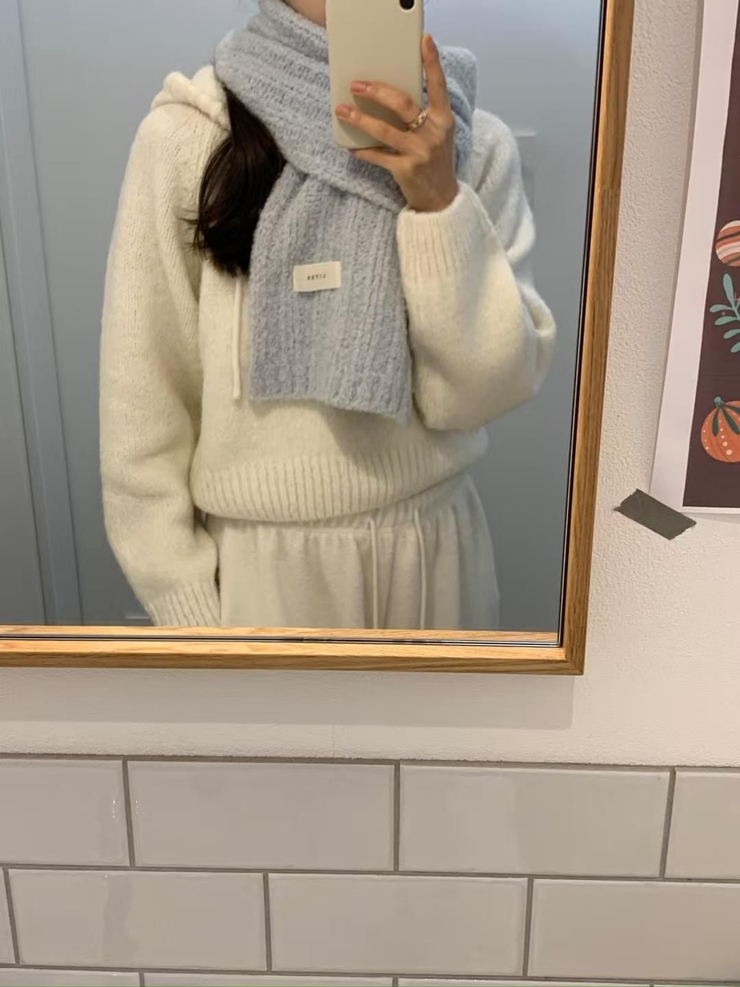 [25Ｗ1205]奶呼呼羊毛粗針織連帽上衣（兩色）