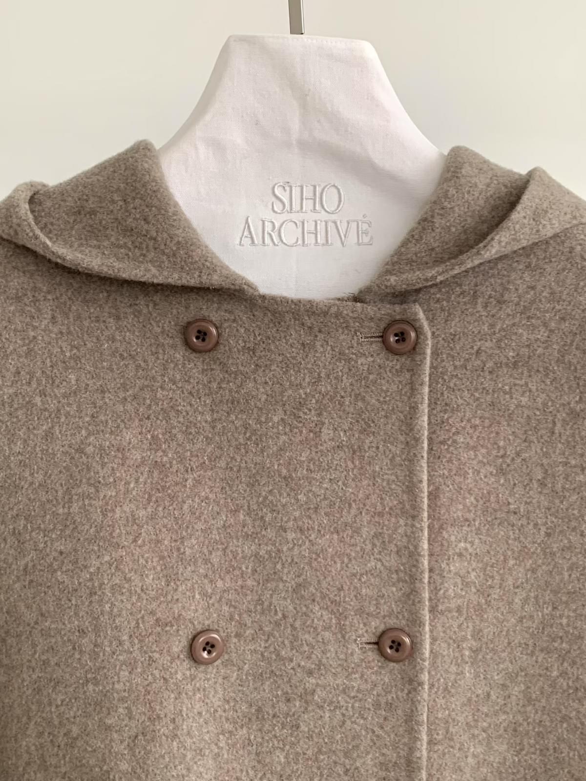 [25F1016]大衣首選！甜美系連帽雙排釦手工羊毛大衣（兩色）