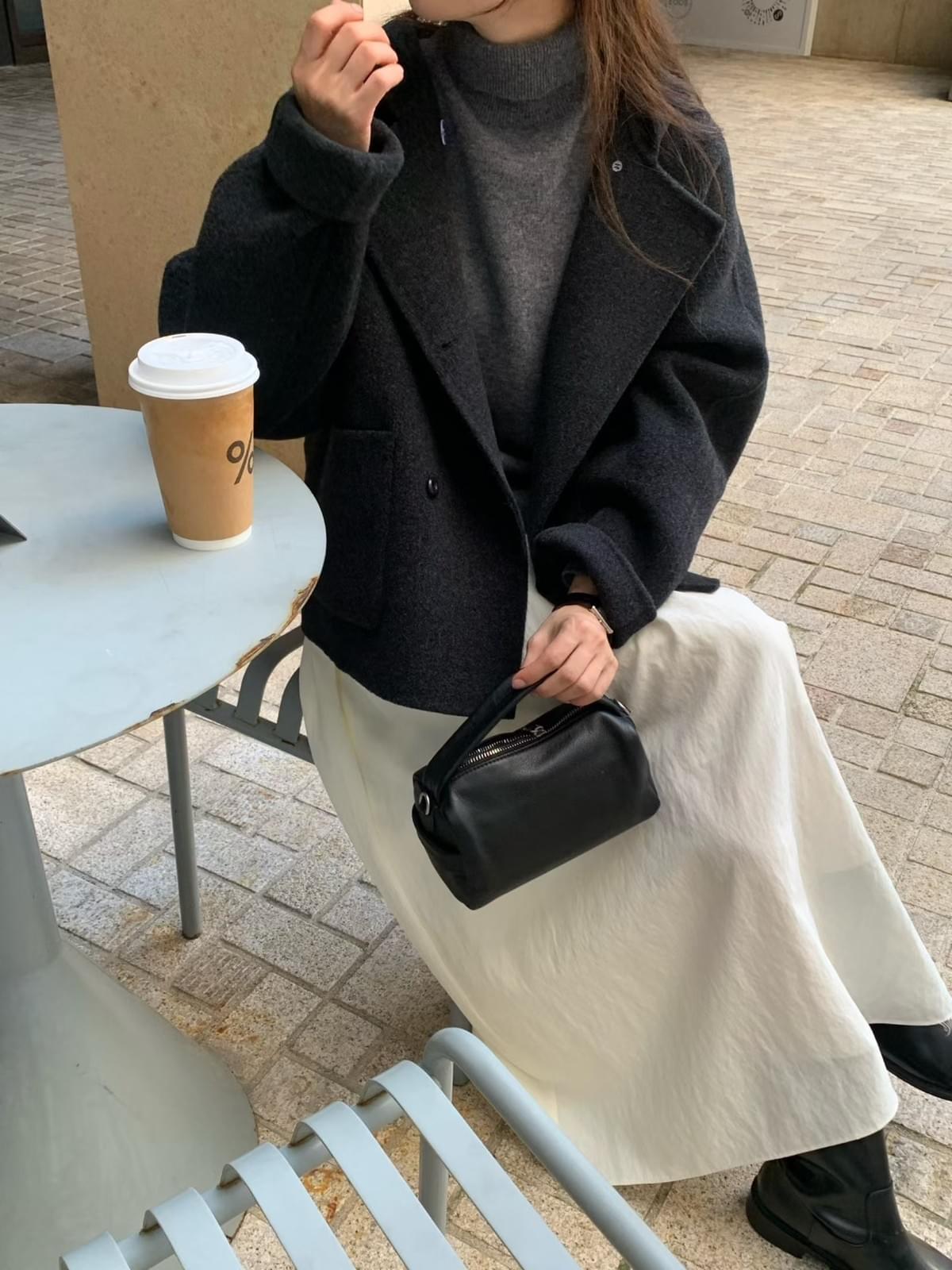 [25F1016]大衣首選！甜美系連帽雙排釦手工羊毛大衣（兩色）