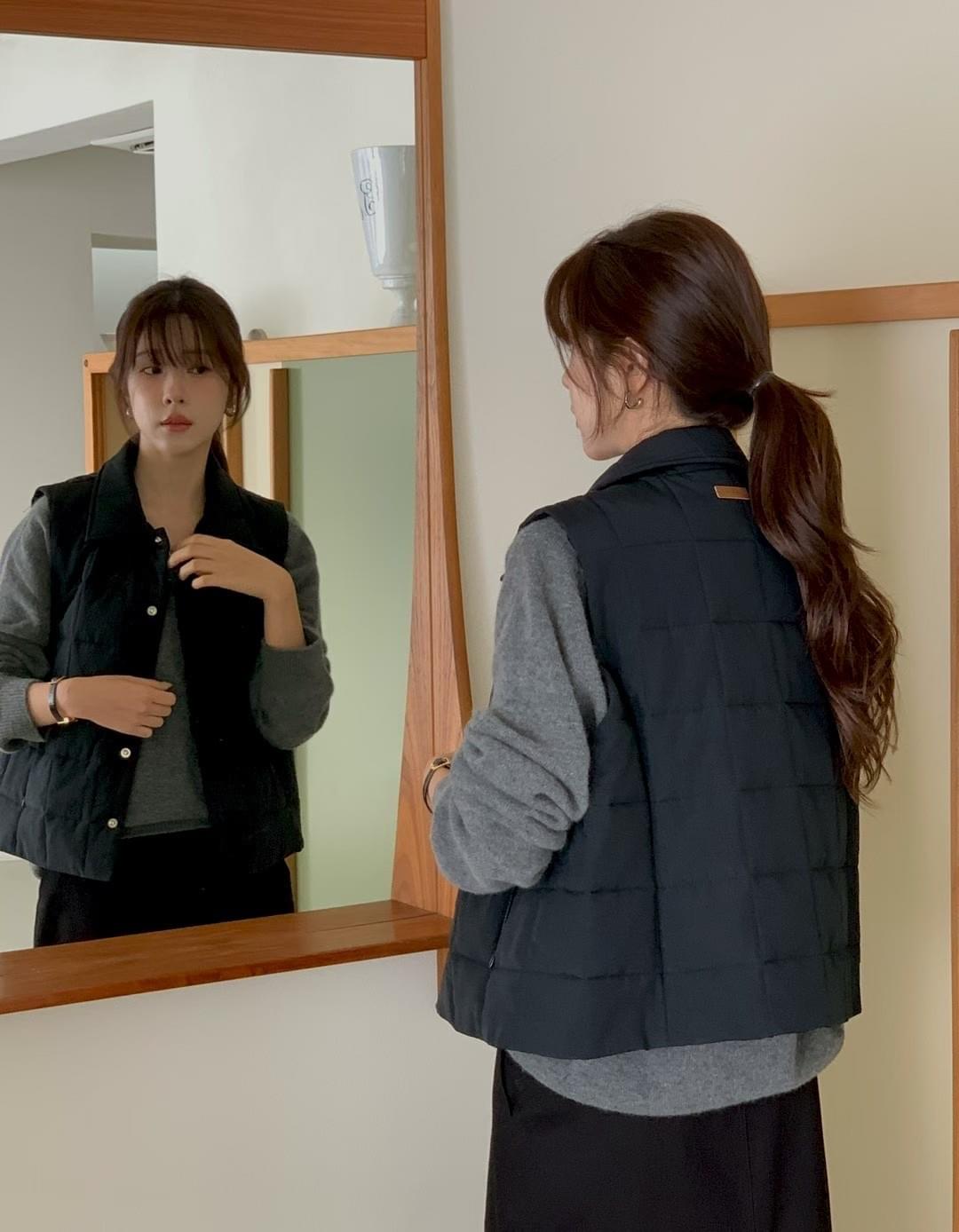 [25F1005]薄款鋪棉翻領背心外套（兩色）