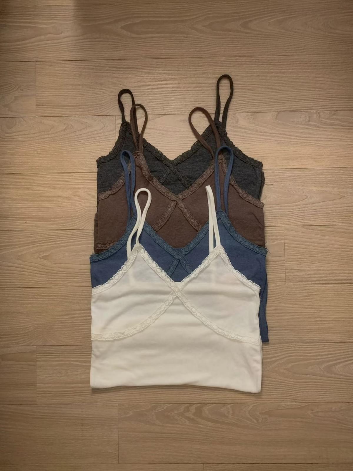 極親膚滾花鑲邊綁帶套裝（四色可混搭）