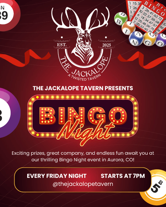 bingo night, events, the jackalope tavern, aurora, co