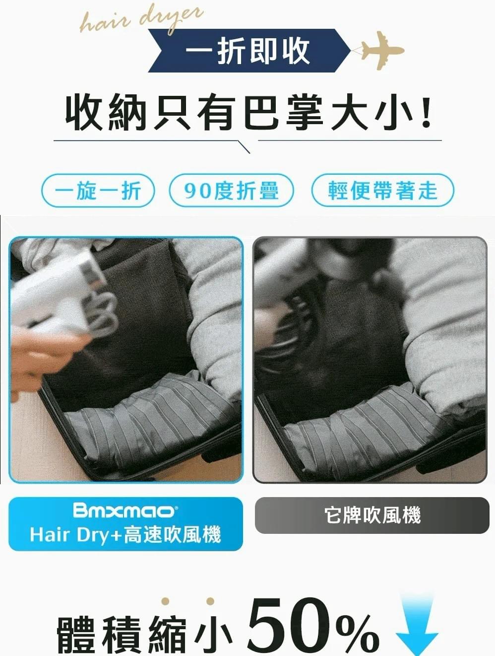 『Bmxmao』白色｜Hair Dry+超輕量折疊高速吹風機—5/2~5/28