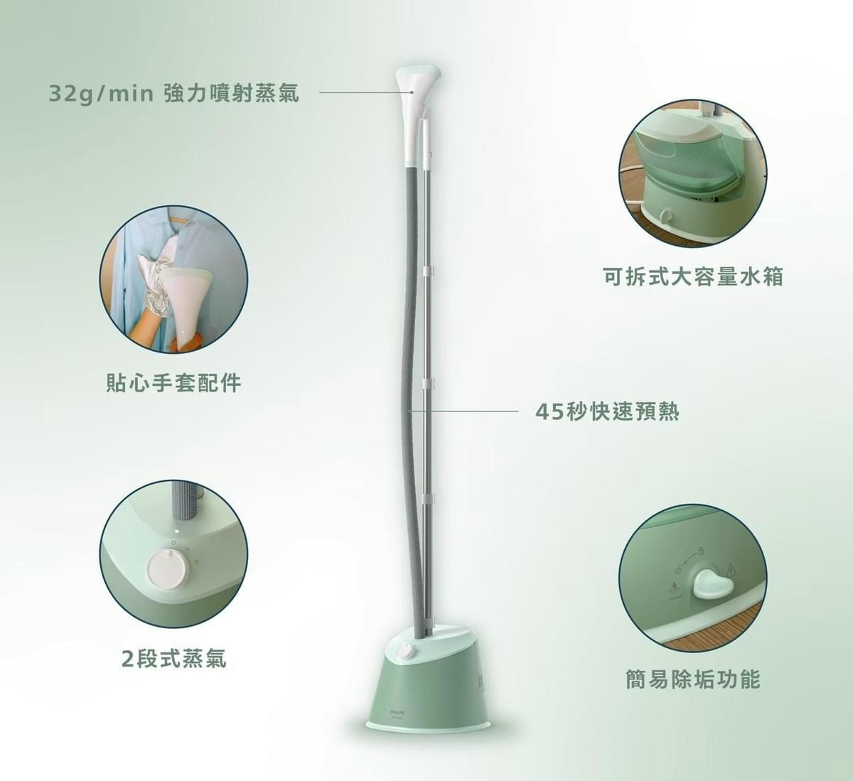 『飛利浦』直立式2段蒸氣掛燙機—12/4~12/31