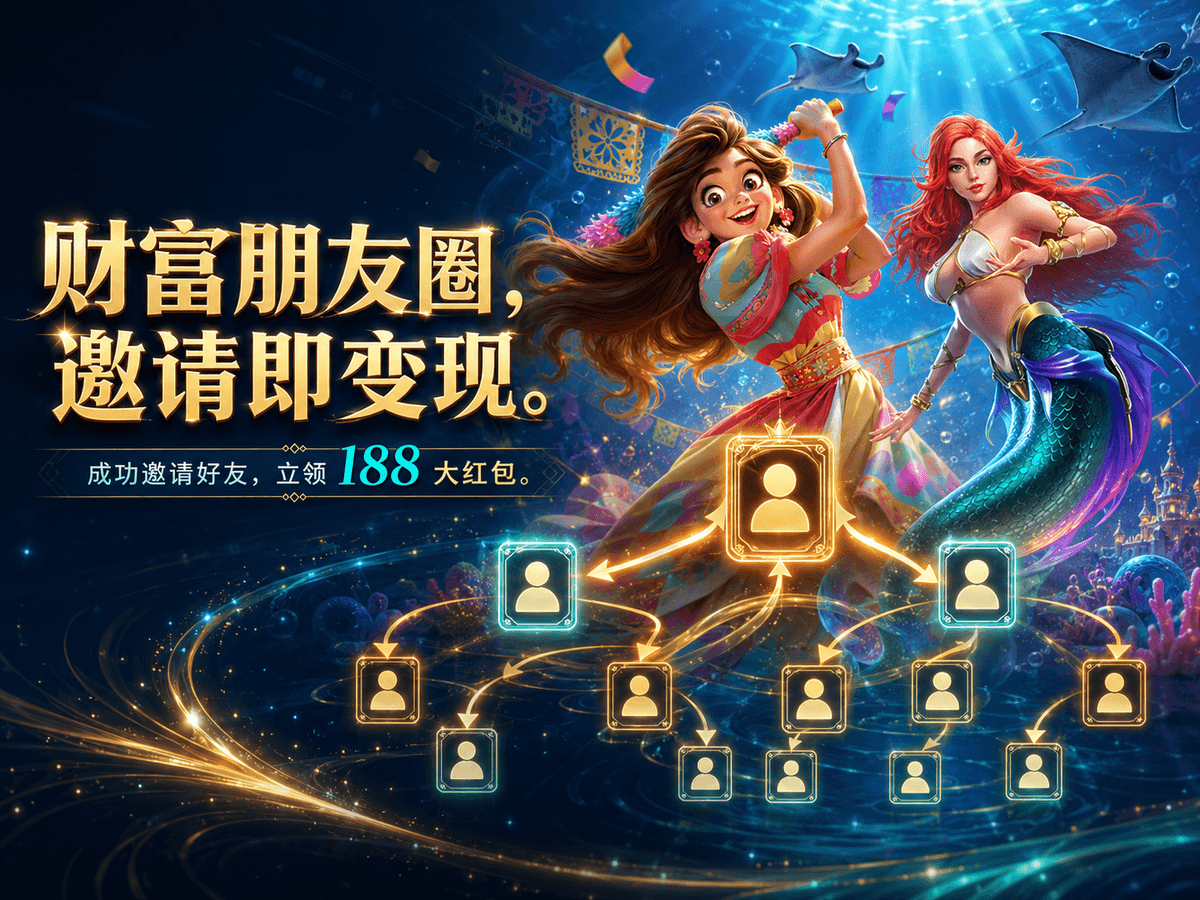 J9娱乐邀请好友奖励海报：财富朋友圈邀请即变现，立领188红包，PG电子热门游戏代理