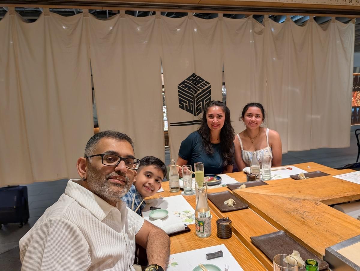 Omakase sushi at Sushi Kyotatsu Ark Hills South Tower during the FamTripping Japan trip with the Devani and Ali family in summer 2026.