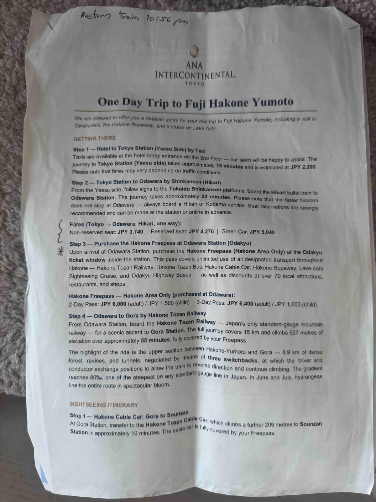 FamTripping Japan trip with the Devani and Ali family, ANA InterContinental Tokyo Hakone day trip planning instructions for summer 2026.