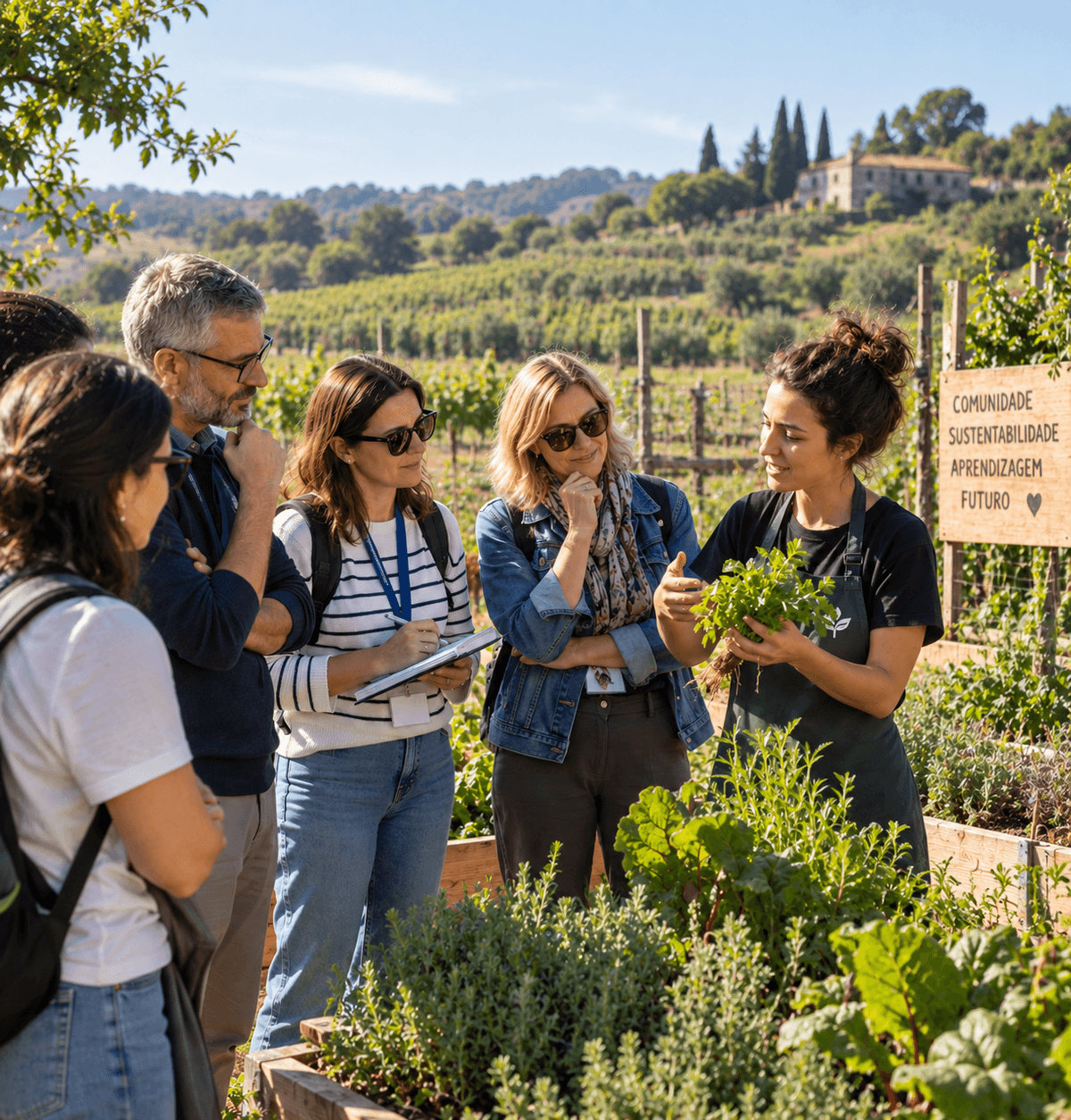 Adult education participants learning about sustainable practices during an international mobility experience.