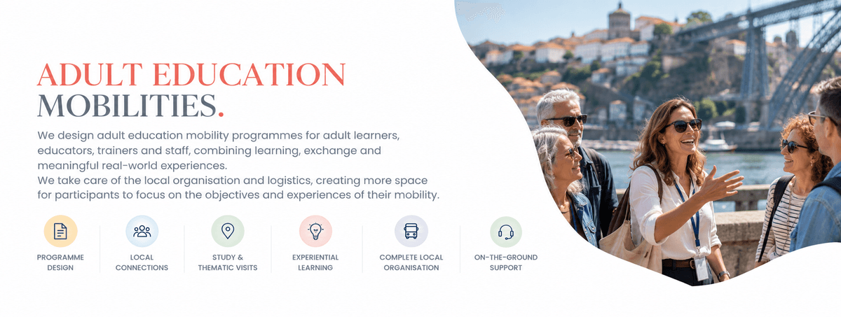 EASIS BRIDGE adult education mobility support, including programme coordination, local connections, thematic visits, experiential learning and local support.
