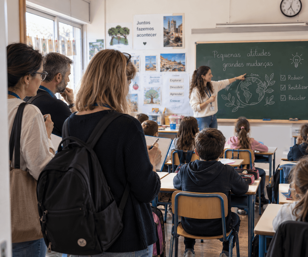 Teachers observing a classroom during an international job shadowing mobility.