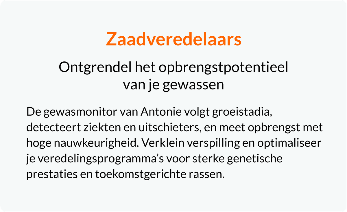Zaadveredelaars helpen om opbrengst te verhogen en veredelingsprogramma’s te optimaliseren met data.