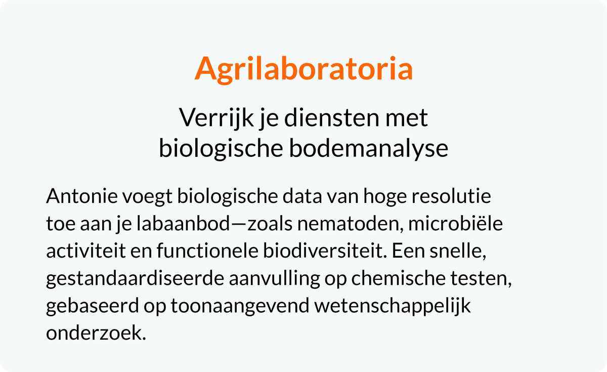 Agrilaboratoria helpen hun diensten uit te breiden met gestandaardiseerde biologische bodemanalyse op topniveau.
