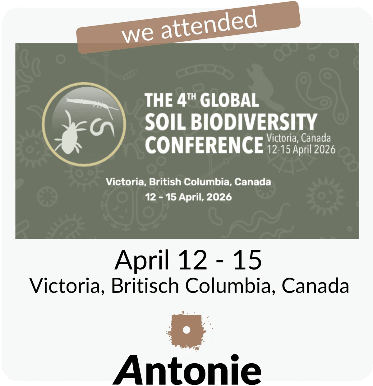 Global Soil Biodiversity Conference 2026 | Antonie attending 