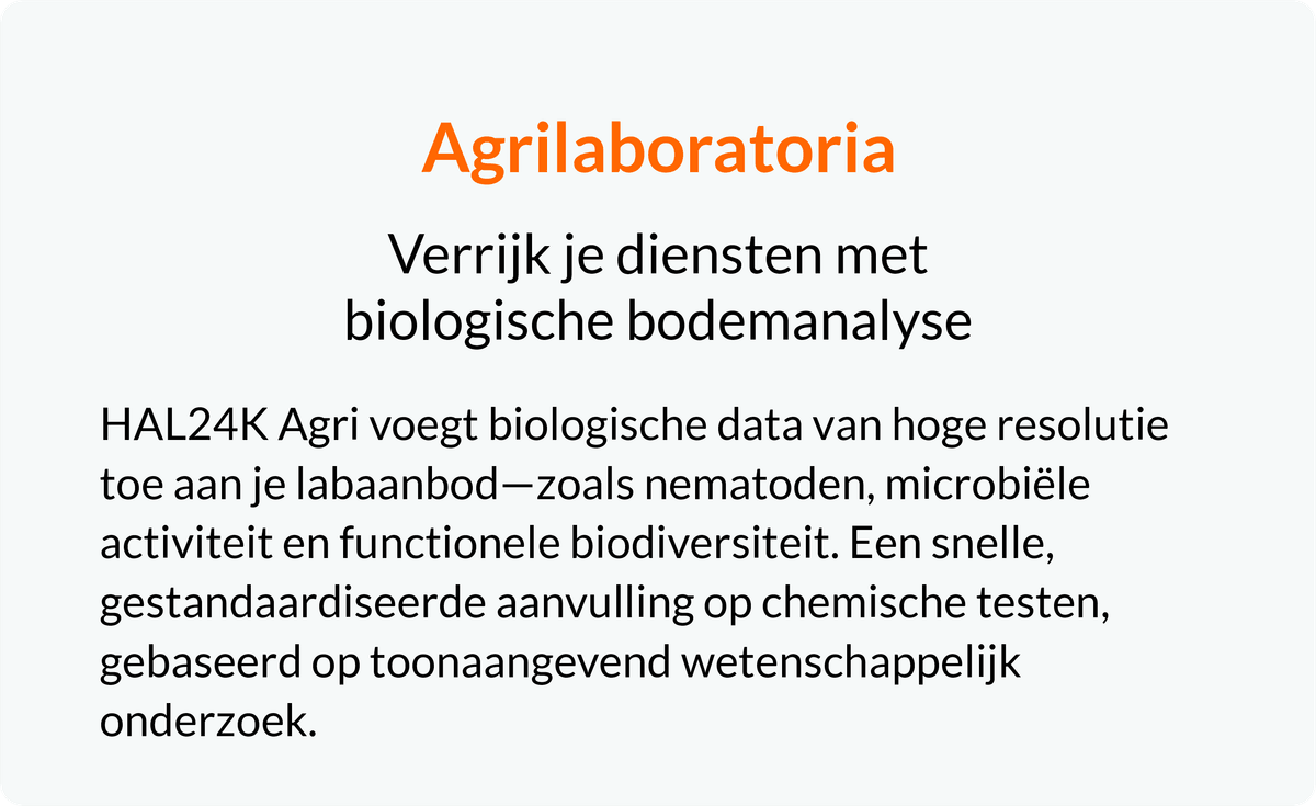 HAL24K Agri helpt agrilaboratoria hun diensten uit te breiden met gestandaardiseerde biologische bodemanalyse op topniveau.