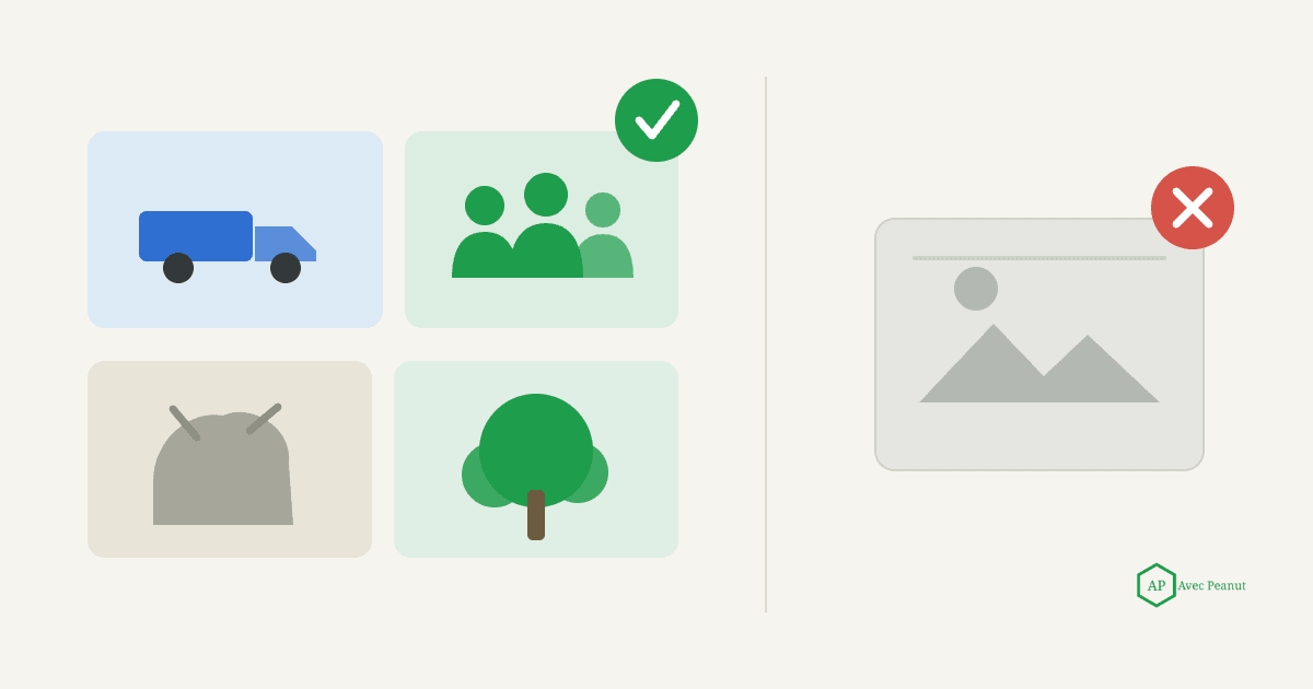 A grid of authentic job-site photos versus a single stock image