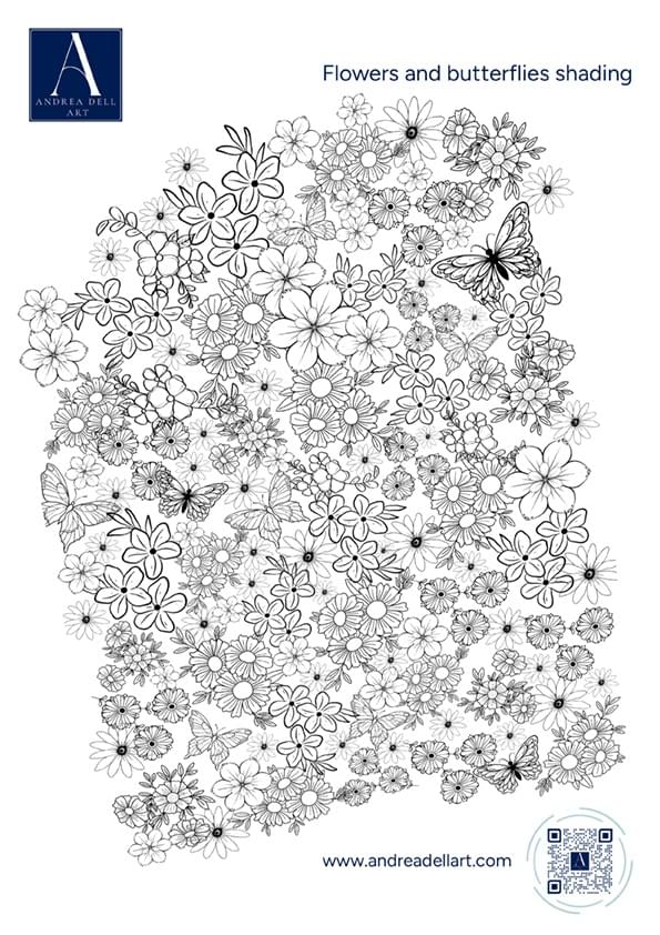 Mindful shading of natural shapes is a mindfulness art practice where you use shading to create depth and texture within the outlines of various nature shapes.