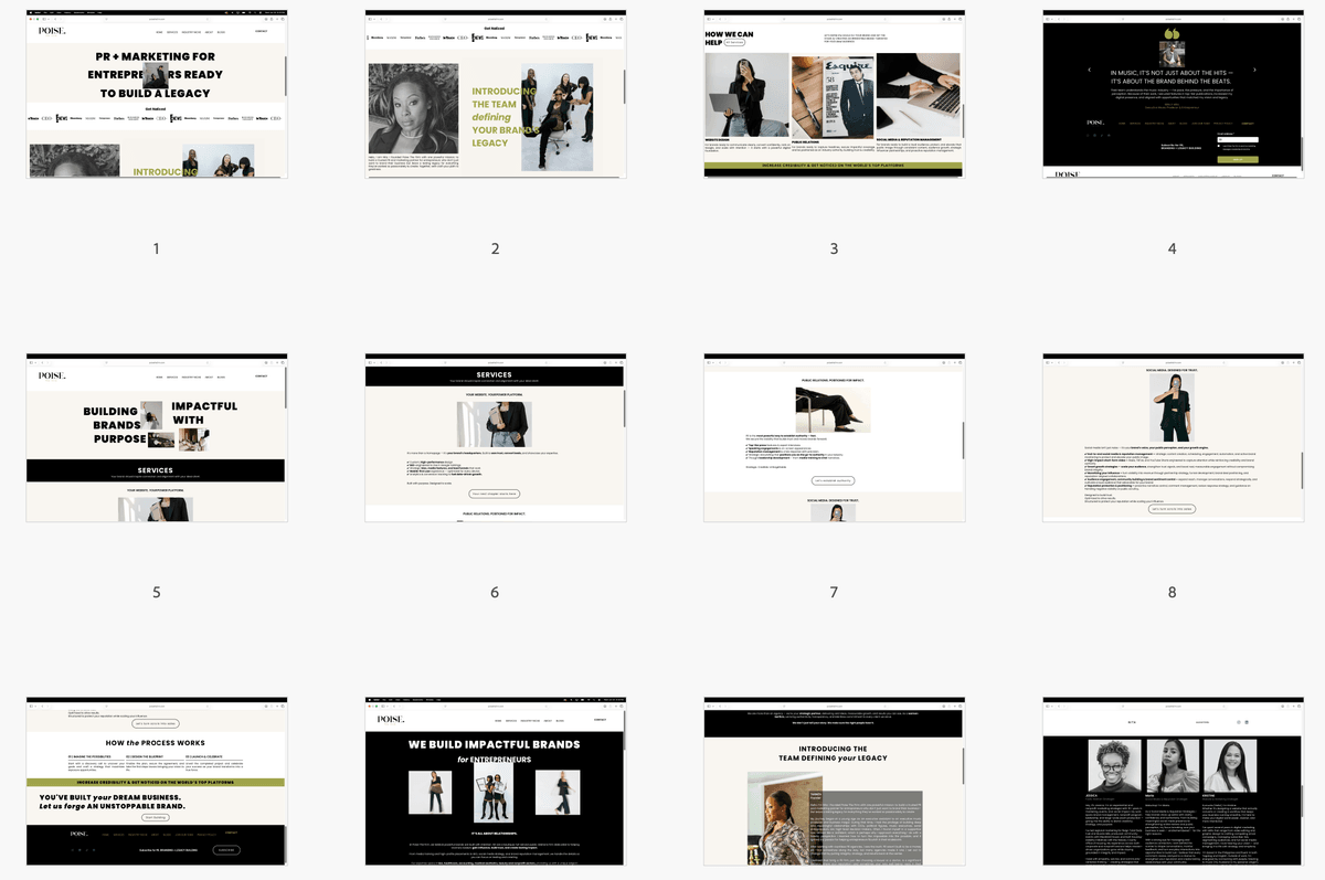 Poise PR Website Development & Design Concept