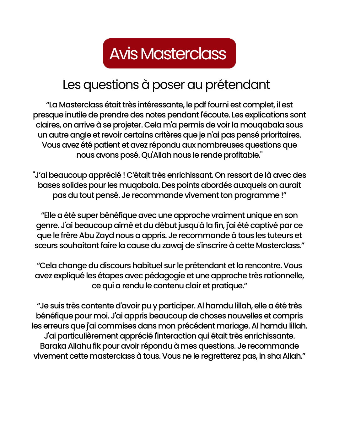 Les questions à poser au prétendant