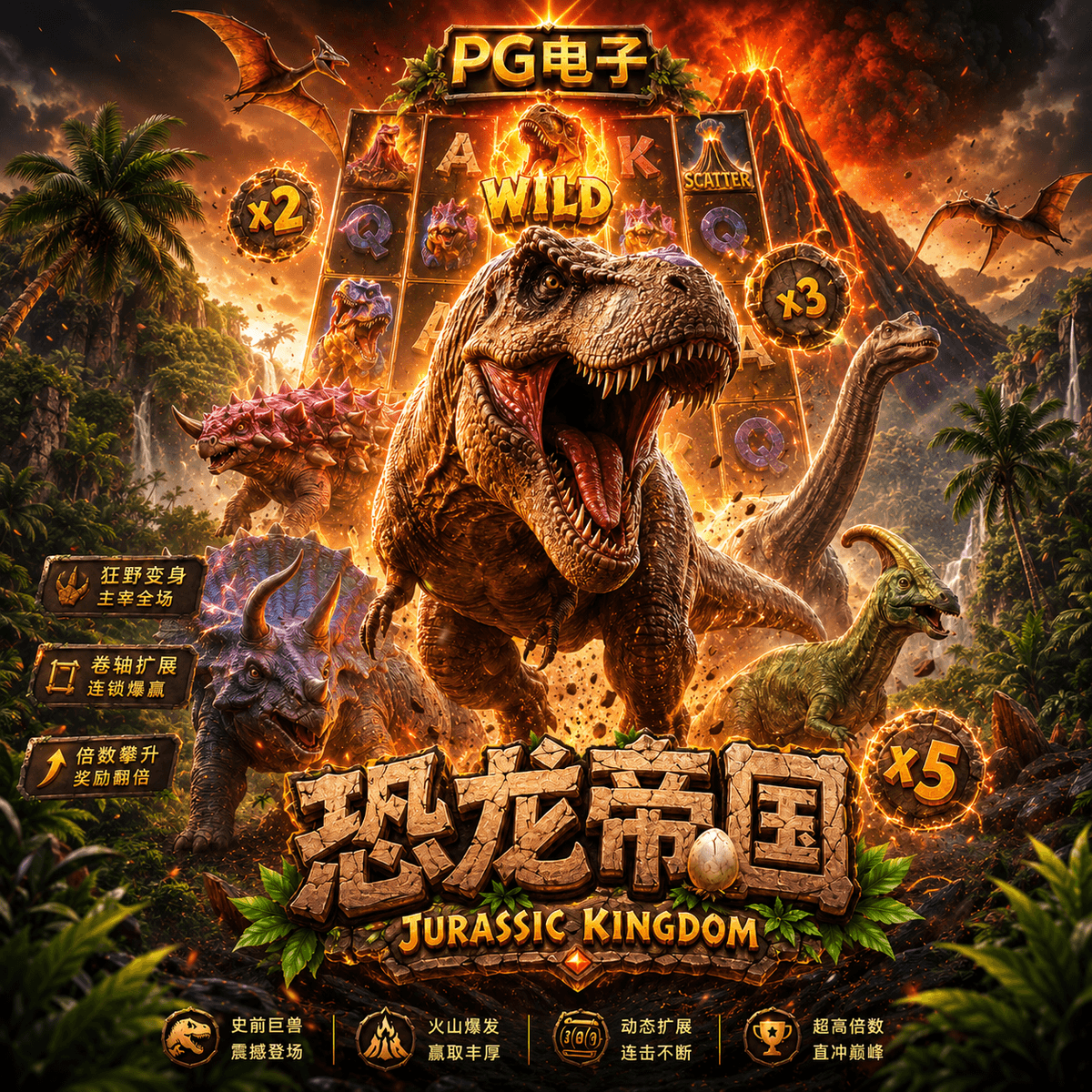 PG电子 恐龙帝国（Jurassic Kingdom）、PG电子官网、PG电子、PG模拟器、PG电子试玩、PG试玩、老虎机、
