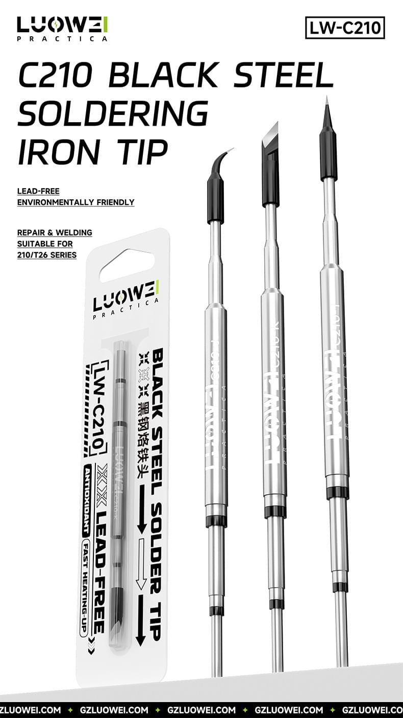 Black Steel -210 soldering iron tip