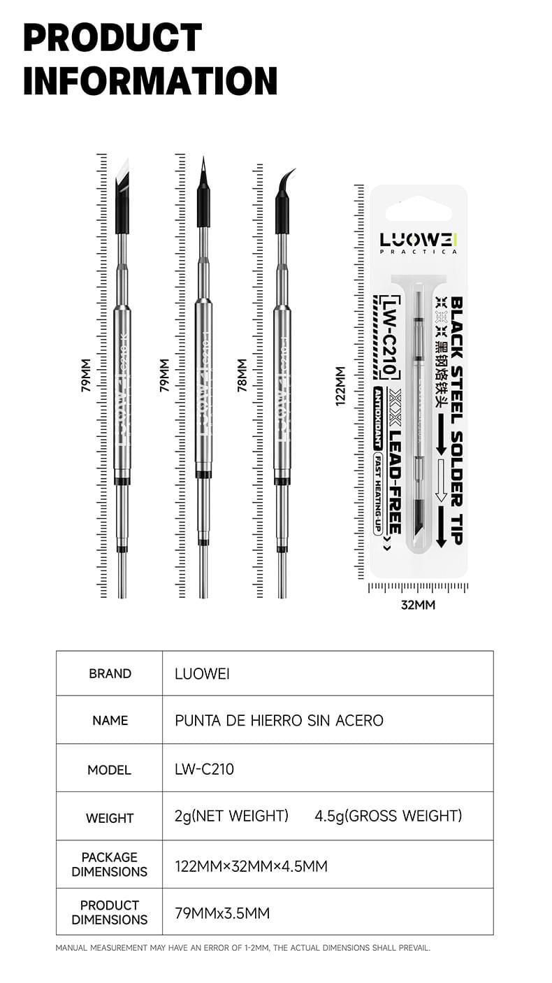 Black Steel -210 soldering iron tip