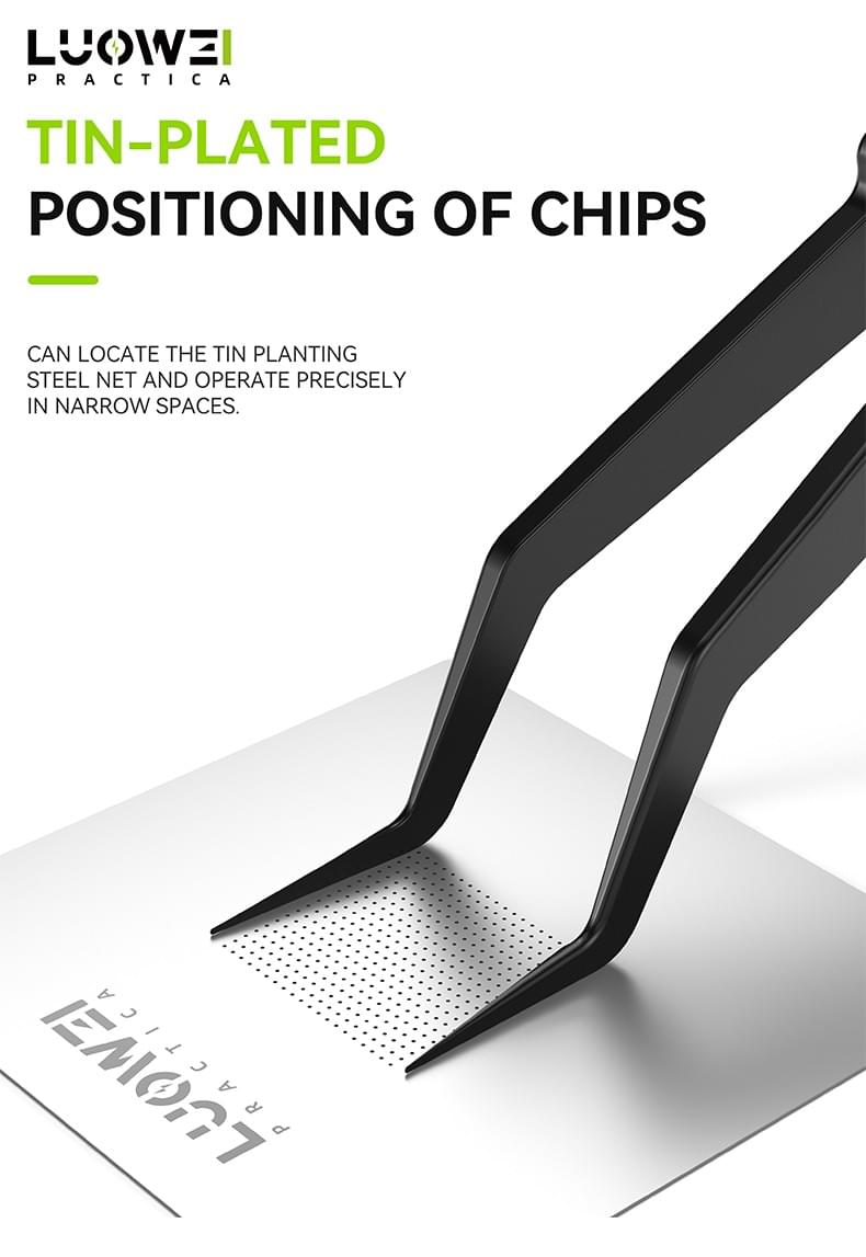LUOWEI IS-20 Chip Placement Tin Positioning Stainless Steel Tweezer High Hardness Precise Clamping W