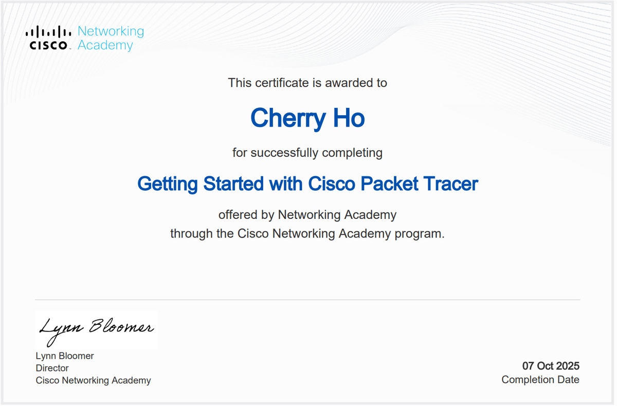 Ho Lai Tan Cherry, Cherry Ho, Getting Started with Cisco Packet Tracer, 94779996