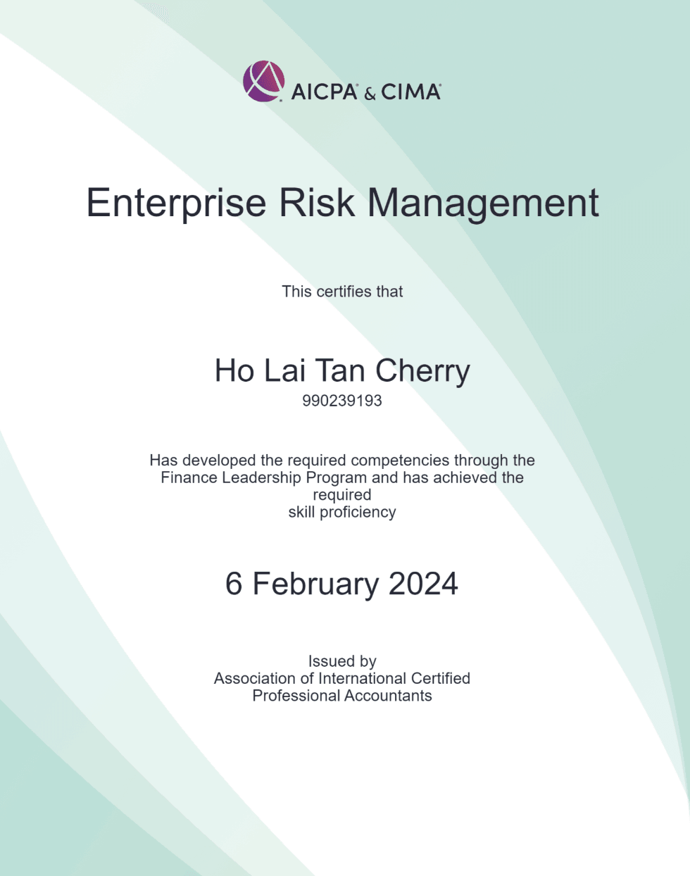 Ho Lai Tan Cherry, Cherry Ho, Enterprise Risk Management, CIMA, 94779996