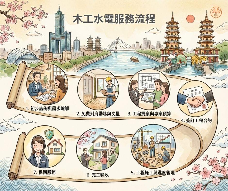 高雄水電木工服務流程圖