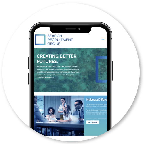 Search Recruitment Group website on mobile phone