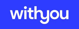A blue rectangular logo with the word ‘withyou’ written in lowercase white text at the centre