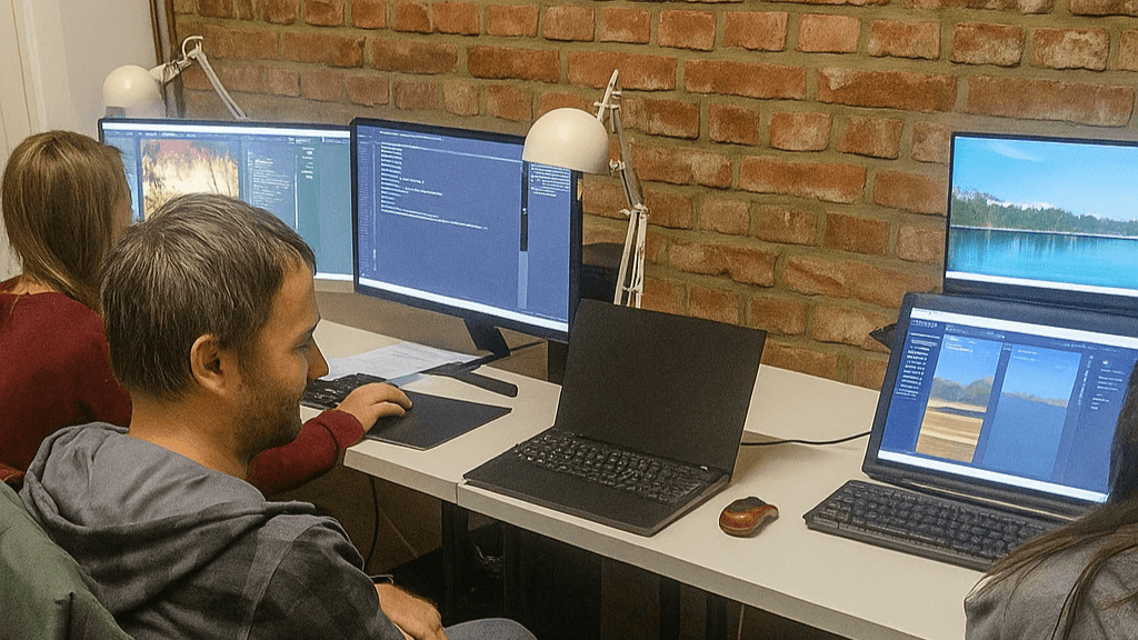 Dołącz do naszej akademii i zanurz się w świat tworzenia gier pod okiem ekspertów. Uwolnij swój potencjał w game developmencie!  Tworzymy przestrzeń dla pasjonatów gier, łącząc nasze doświadczenie w nauczaniu i produkcji gier. Stworzyliśmy miejsce, w którym każdy może odkrywać tajniki swojej twórczości. Uczymy projektowania i programowania gier, tworzenia grafiki 2D i modeli 3D oraz łączenia kreatywności z technologią.  Jeśli marzysz o stworzeniu własnych gier – zapraszamy!