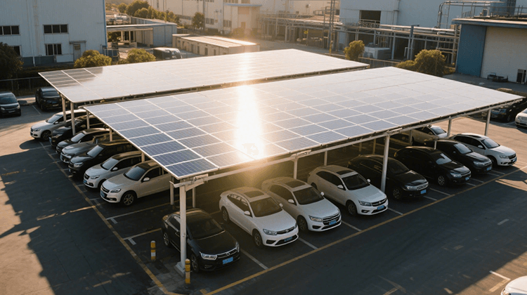 Industrieparks und Firmenparkplätze Photovoltaik-Carport-Lösungen