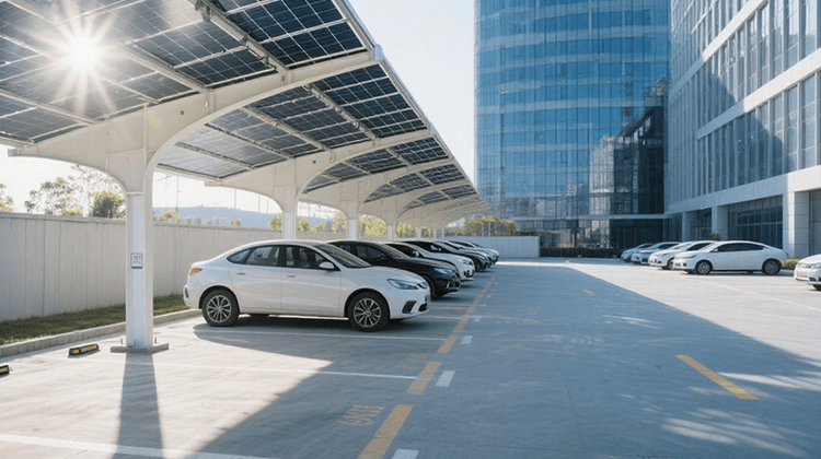 Außenstellplätze an Bürogebäuden Photovoltaik-Carport-Lösungen