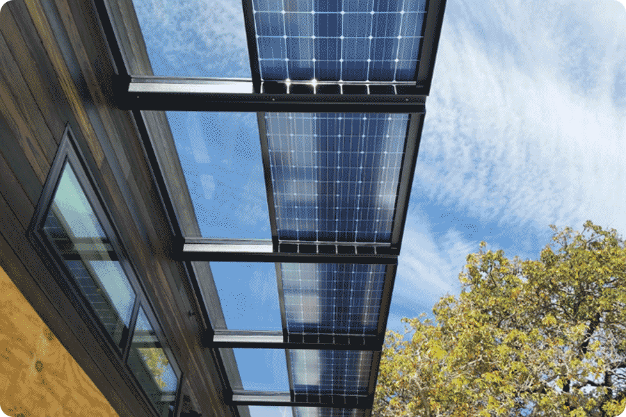 Abschattungen durch Unterkonstruktion und Zusatzbauteile begrenzen die effektive rückseitige Einstrahlungsfläche bifazialer Solarmodule.