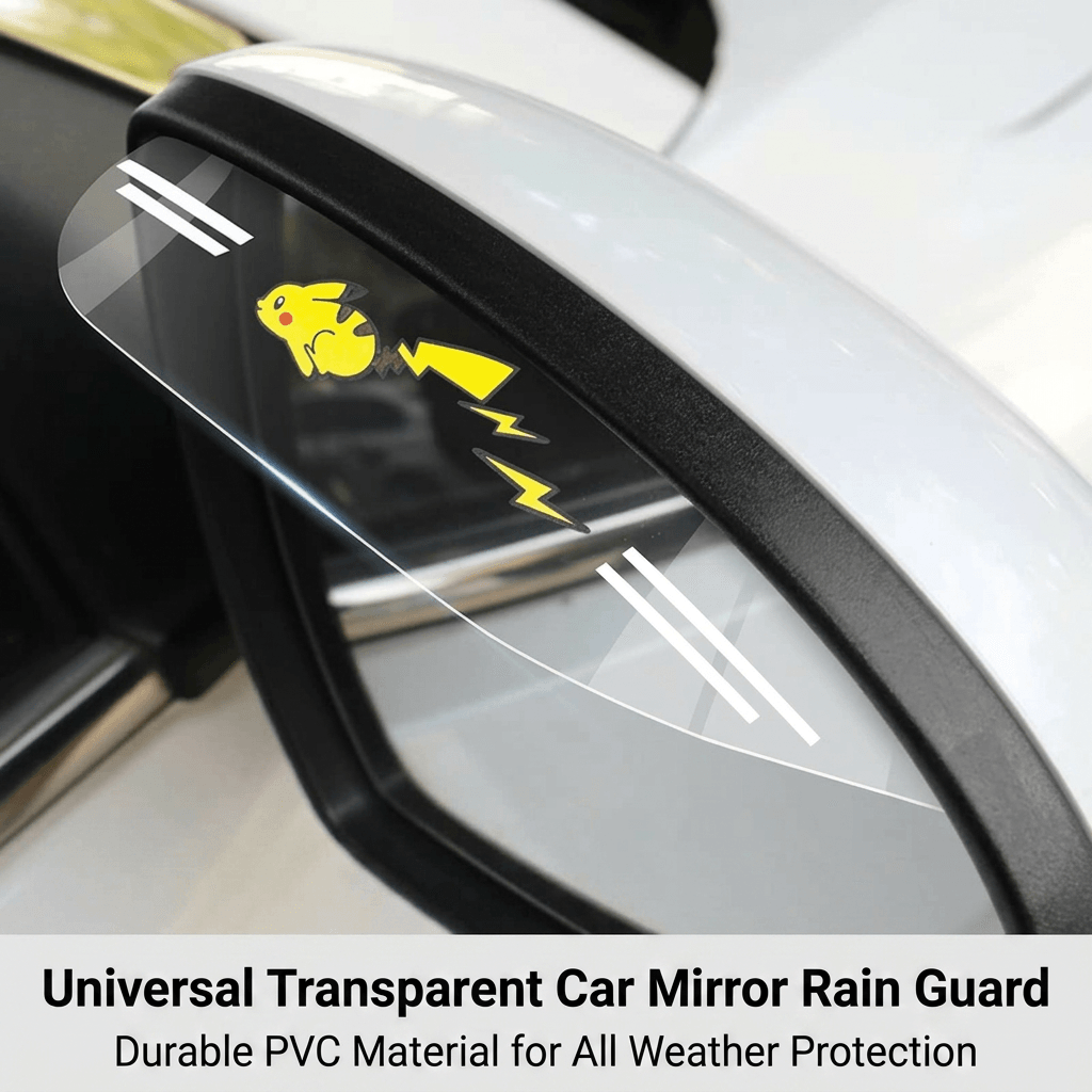 Universal Transparent Car Mirror Rain Guard — Flexible PVC & Multi-Logo Options