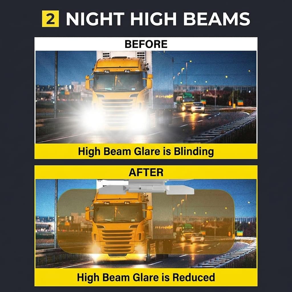 Premium 2-in-1 Day & Night Anti-Glare Car Sun Visor | HD Vision Wide Edition (32x13.5cm)