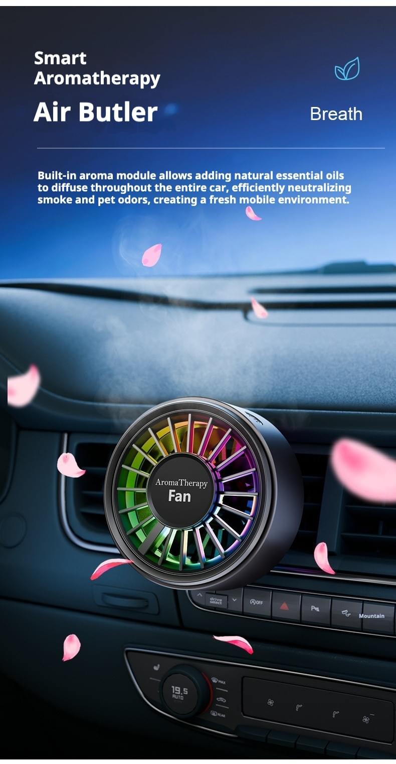 Universal Car Wheel Air Freshener Fan — RGB Lighting & Carbon Fiber Texture