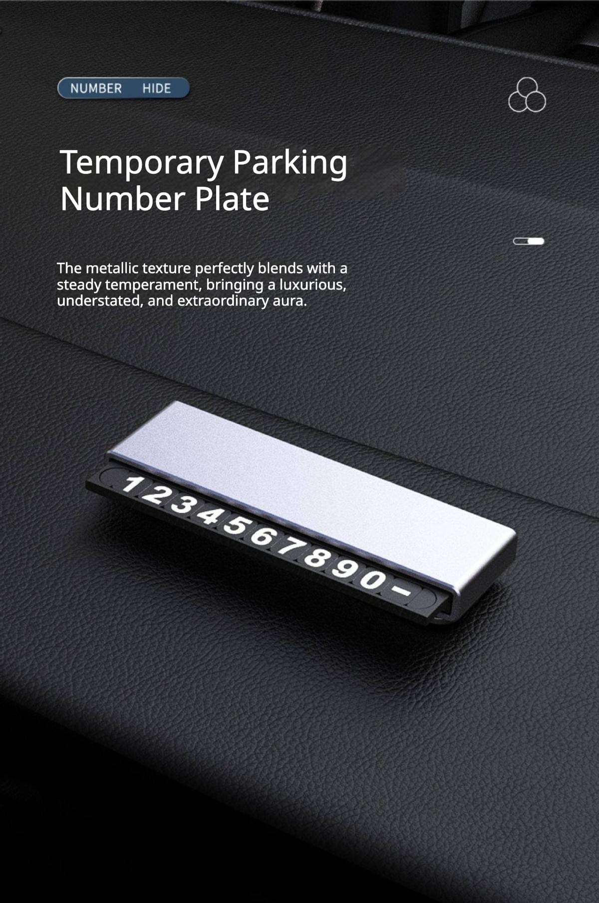 Universal Aluminum Alloy Car Parking Number Plate — One-Click Hidden & Luminous Display
