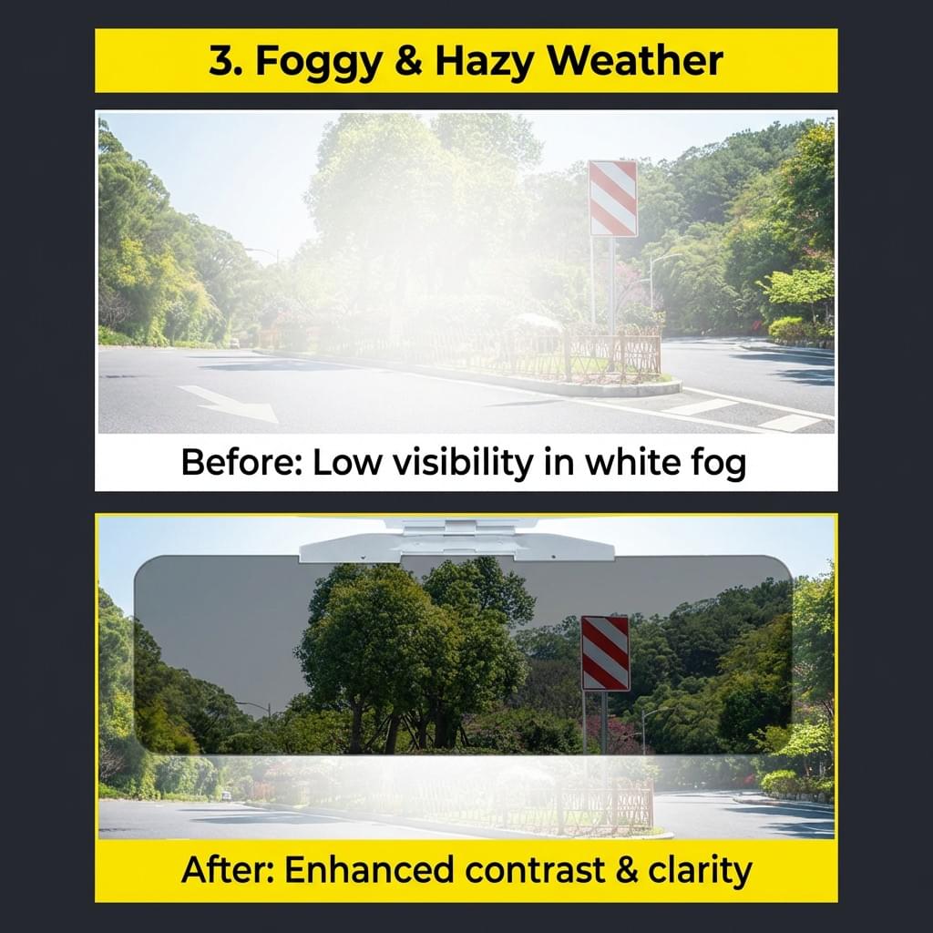 Premium 2-in-1 Day & Night Anti-Glare Car Sun Visor | HD Vision Wide Edition (32x13.5cm)