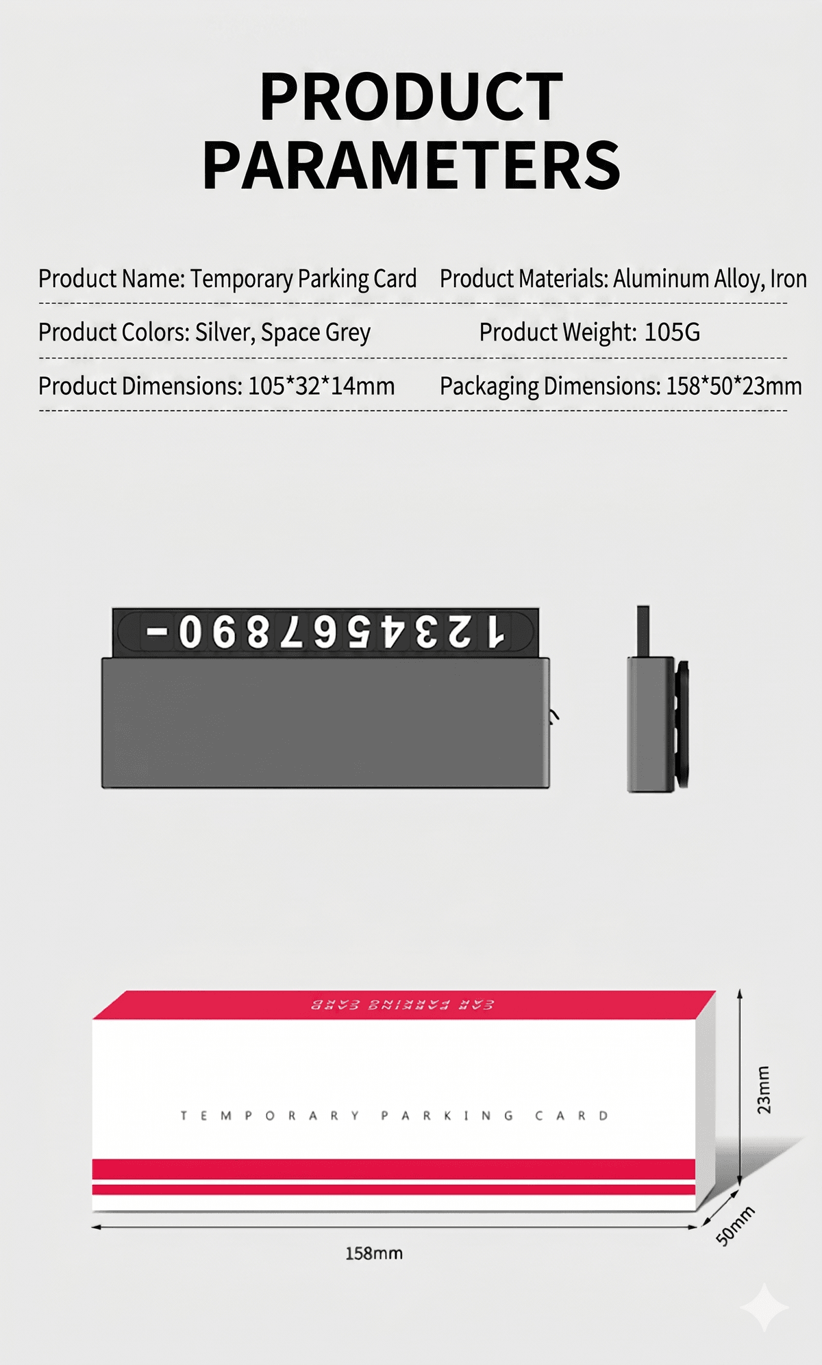 Universal Aluminum Alloy Car Parking Number Plate — One-Click Hidden & Luminous Display