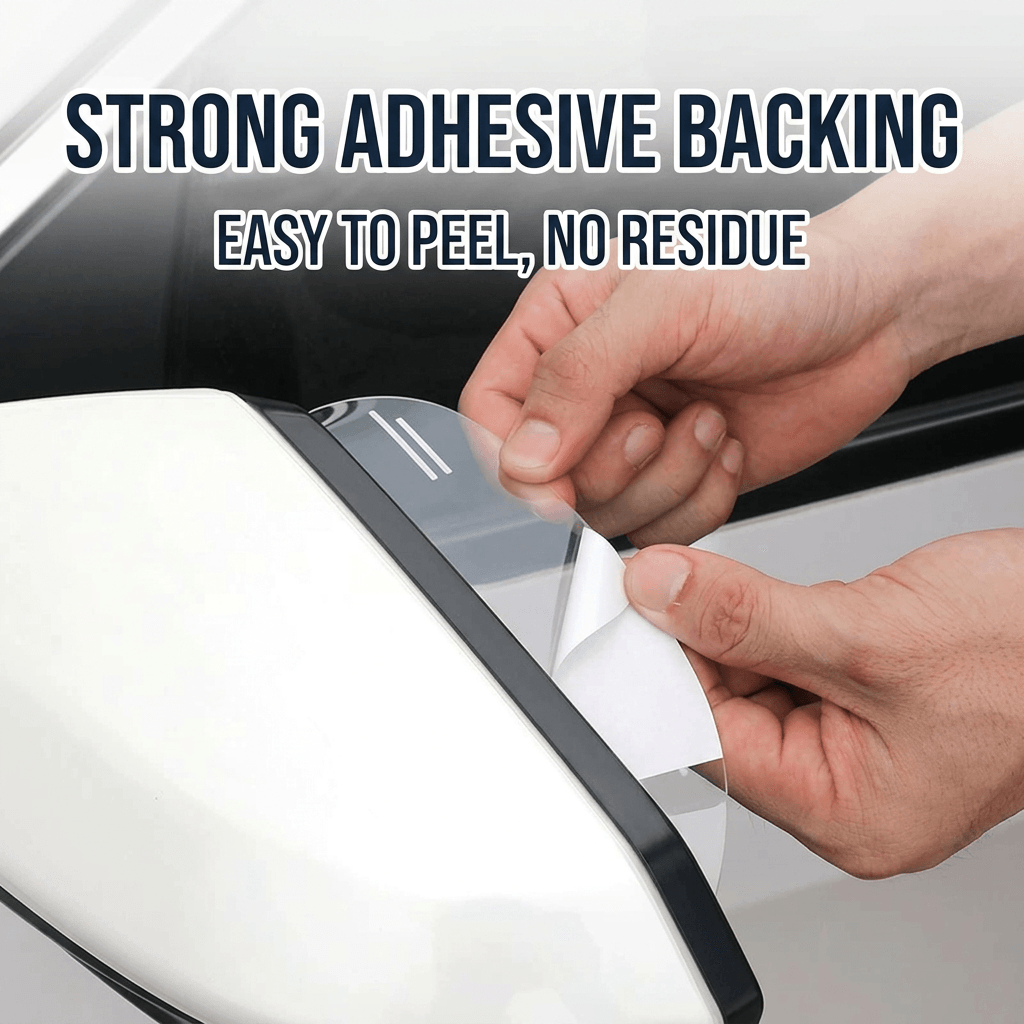 Universal Transparent Car Mirror Rain Guard — Flexible PVC & Multi-Logo Options