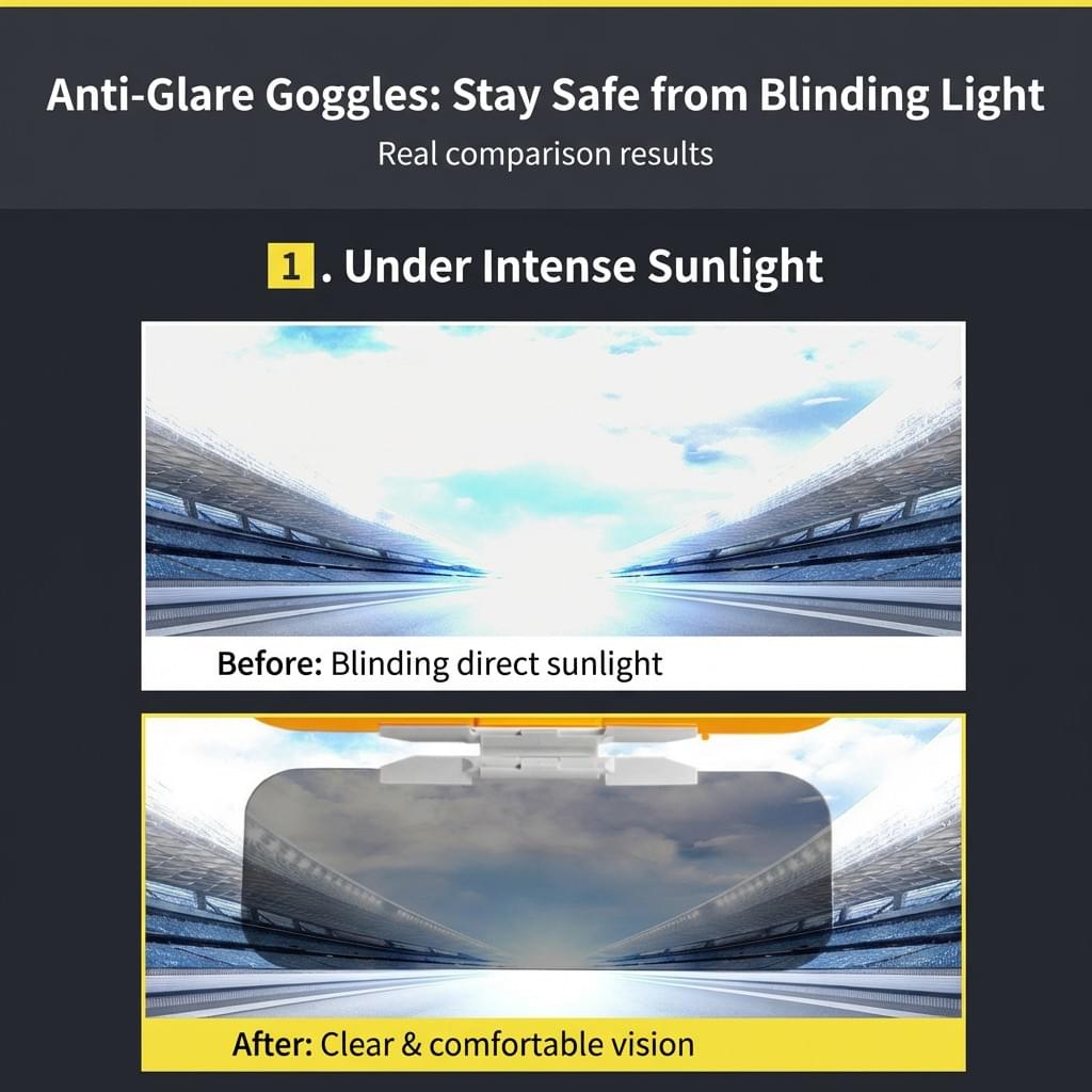 Premium 2-in-1 Day & Night Anti-Glare Car Sun Visor | HD Vision Wide Edition (32x13.5cm)