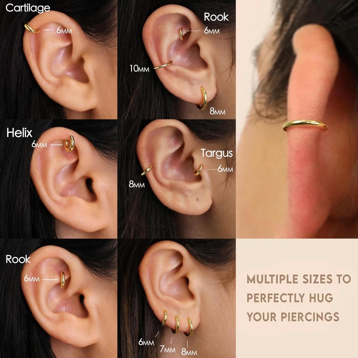 Gold Hoop Earrings for Women Trendy, Hypoallergenic Small Huggie Cartilage Stack Earring Sets for Se