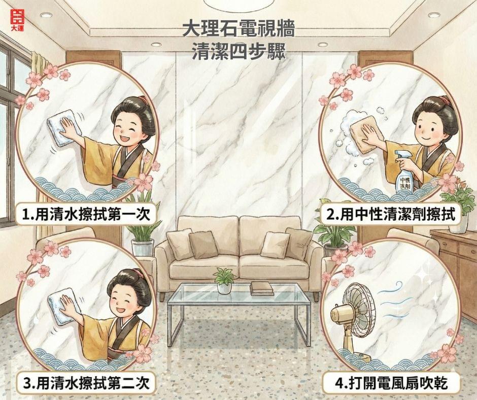 打掃清潔大理石電視牆的四個步驟