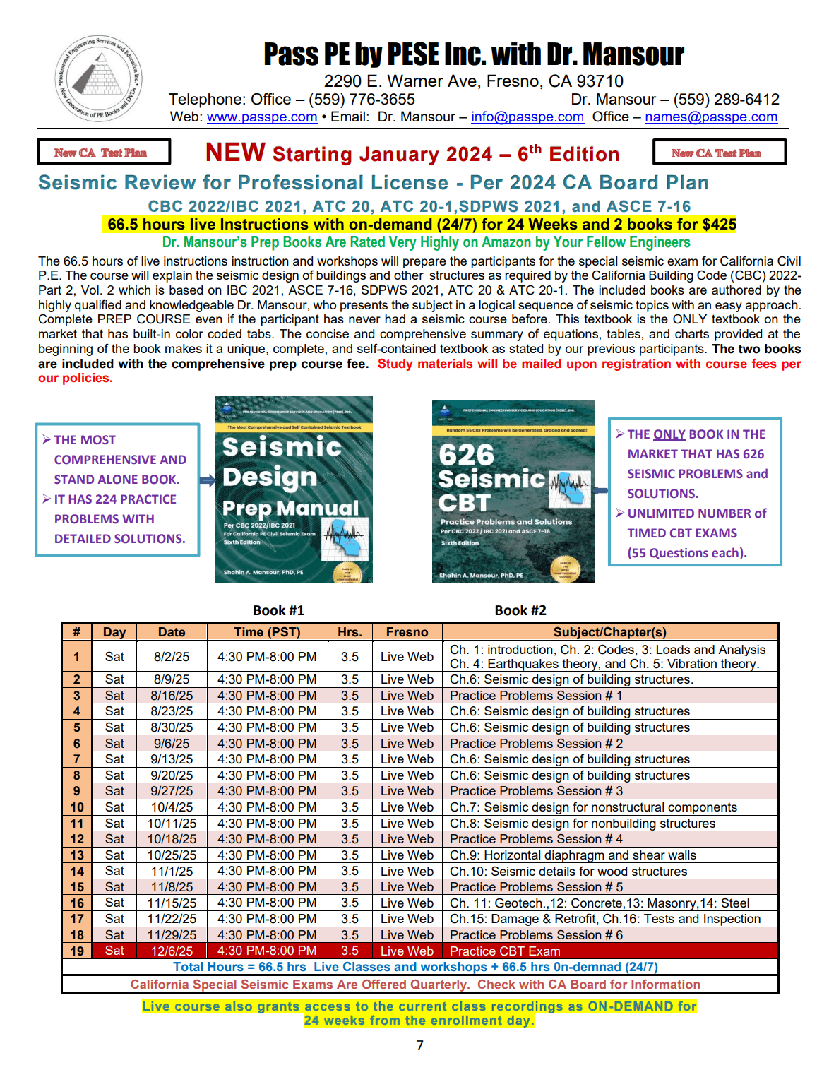 2025 LIVE WEBINAR Seismic Review for Professional License- SEI Per CA Board Plan 