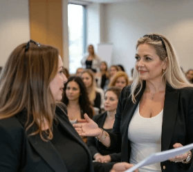 Women connecting during a Fredricka Davis workshop, retreat or wellness experience.