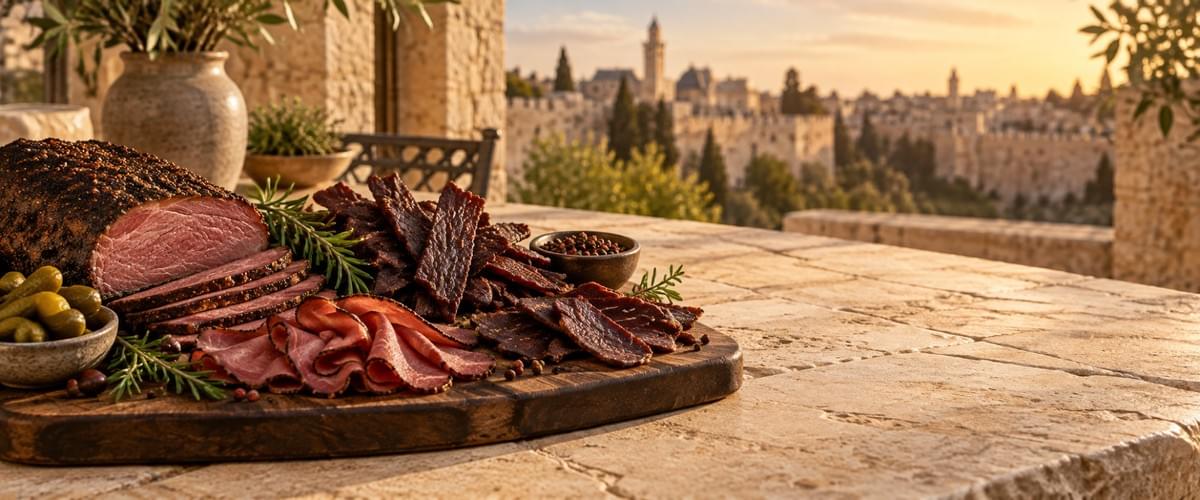 מגש בשר כשר מעוצב בירושלים על רקע אבן ירושלמית מגש בשר כשר מעוצב בירושלים על רקע אבן ירושלמית