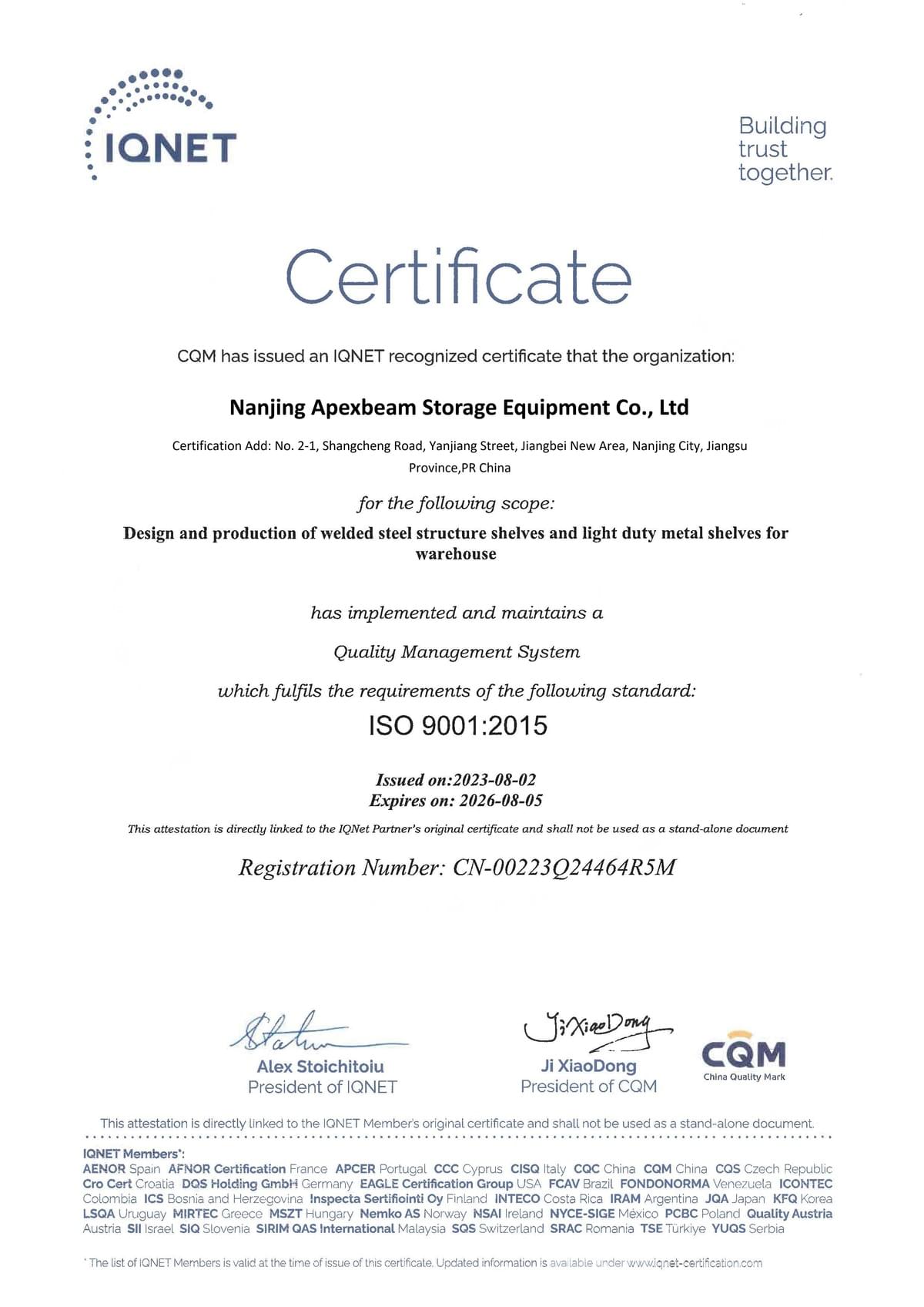 ISO 9001 CERTIFICATE
